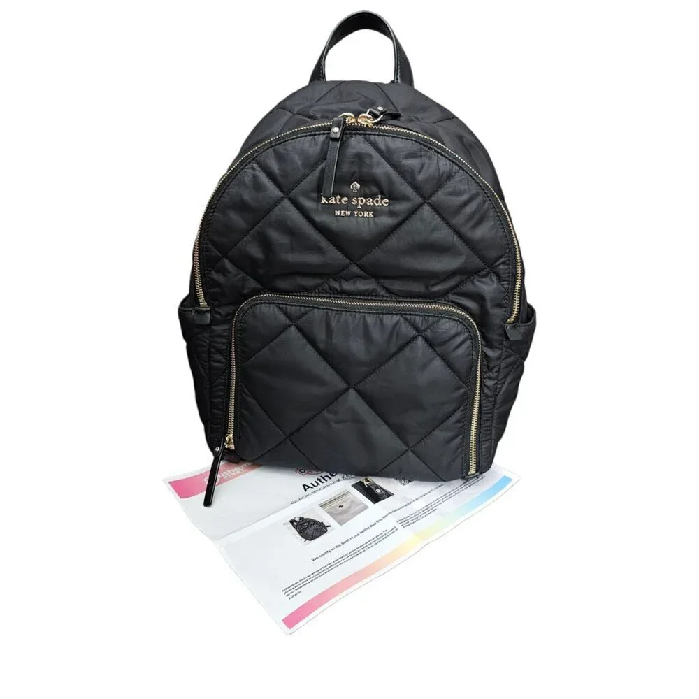 Kate Spade Watson Lane Quilted Hartley Black Backpack Bag COA
